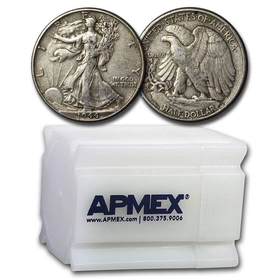 1944 Walking Liberty Halves 20-Coin Roll XF