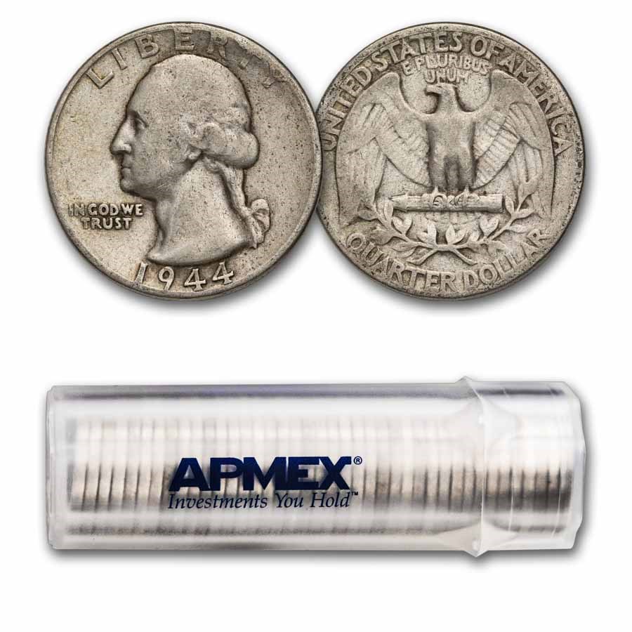 1944 Washington Quarter 40-Coin Roll Avg Circ