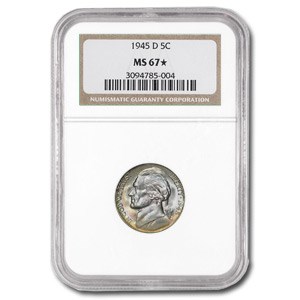 1945-D Jefferson Nickel MS-67* STAR NGC 1945-D Jefferson Nickel MS-67* STAR NGC