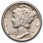 1945-D Mercury Dime 50-Coin Roll Avg Circ