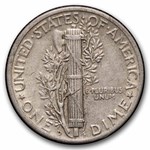 1945-D Mercury Dime 50-Coin Roll Avg Circ