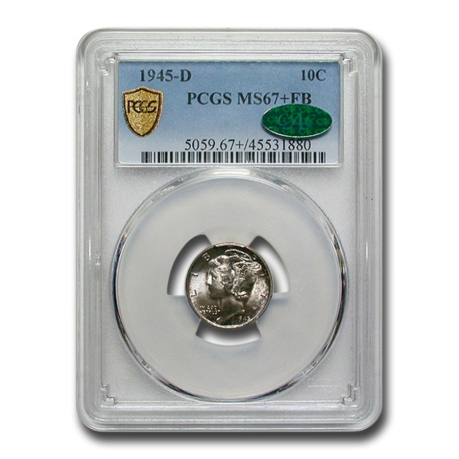 1945-D Mercury Dime MS-67+ PCGS CAC (FB)