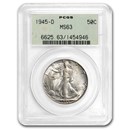 1945-D Walking Liberty Half Dollar MS-63 PCGS