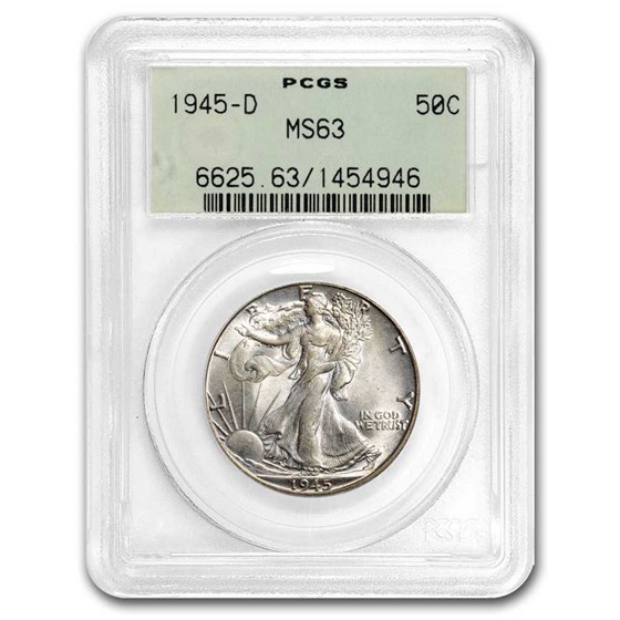 1945-D Walking Liberty Half Dollar MS-63 PCGS 1945-D Walking Liberty Half Dollar MS-63 PCGS