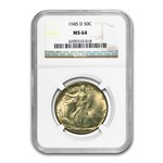 1945-D Walking Liberty Half Dollar MS-64 NGC