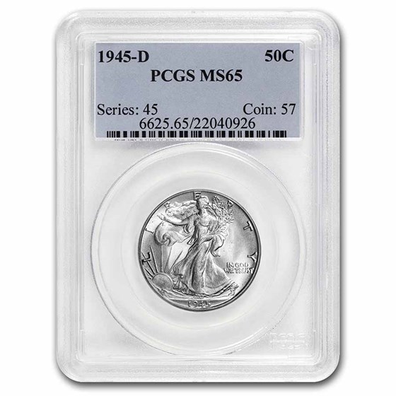 1945-D Walking Liberty Half Dollar MS-65 PCGS 1945-D Walking Liberty Half Dollar MS-65 PCGS