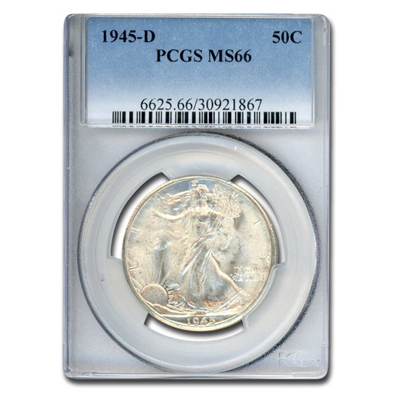 1945-D Walking Liberty Half Dollar MS-66 PCGS 1945-D Walking Liberty Half Dollar MS-66 PCGS