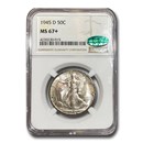 1945-D Walking Liberty Half Dollar MS-67+ NGC CAC