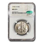 1945-D Walking Liberty Half Dollar MS-67+ NGC CAC