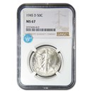 1945-D Walking Liberty Half Dollar MS-67 NGC