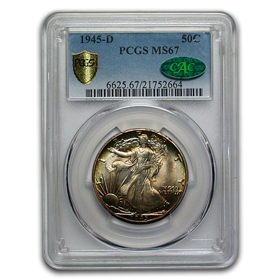 1945-D Walking Liberty Half Dollar MS-67 PCGS CAC