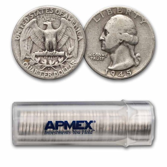 1945-D Washington Quarter 40-Coin Roll Avg Circ 1945-D Washington Quarter 40-Coin Roll Avg Circ