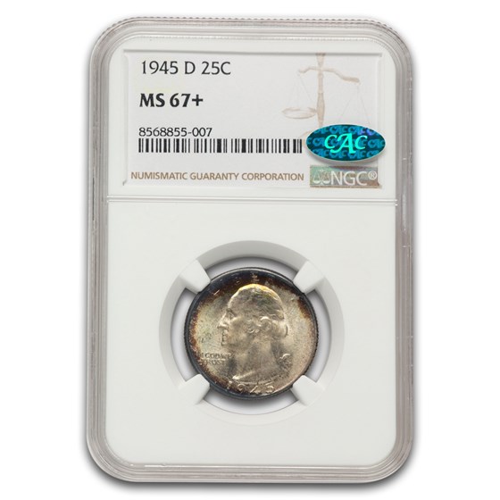 1945-D Washington Quarter MS-67+ NGC CAC