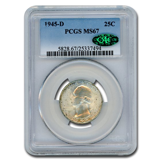 1945-D Washington Quarter MS-67 PCGS CAC 1945-D Washington Quarter MS-67 PCGS CAC