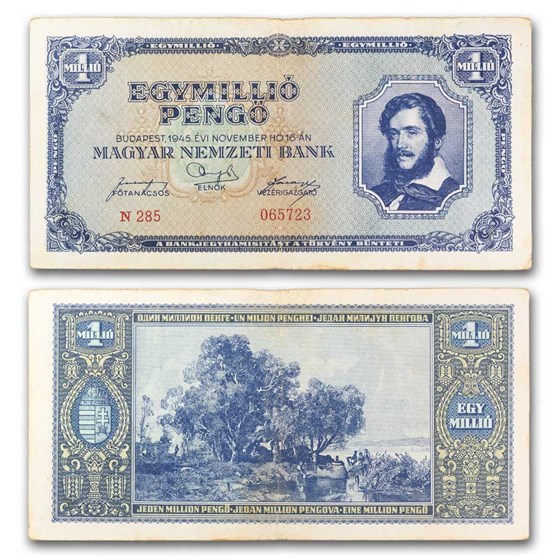 1945 Hungary 1 Million Pengos Banknote Avg Circ (P-122) 1945 Hungary 1 Million Pengos Banknote Avg Circ (P-122)