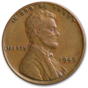 1945 Lincoln Cent Fine+ 1945 Lincoln Cent Fine+