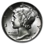 1945 Mercury Dime 50-Coin Roll BU