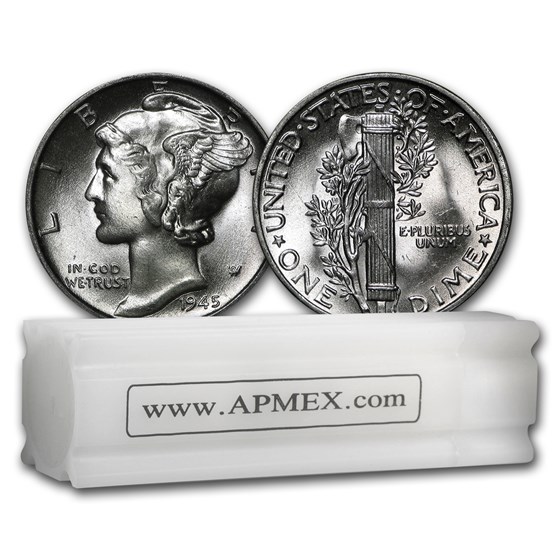 1945 Mercury Dime 50-Coin Roll BU 1945 Mercury Dime 50-Coin Roll BU