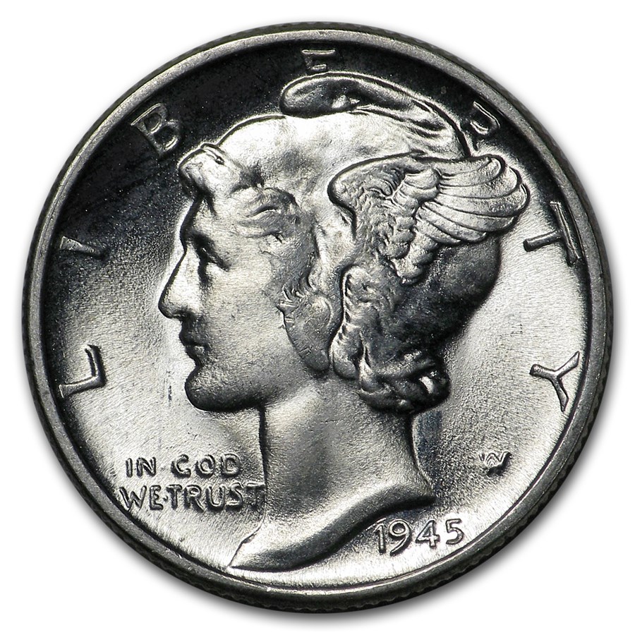1945 Mercury Dime BU