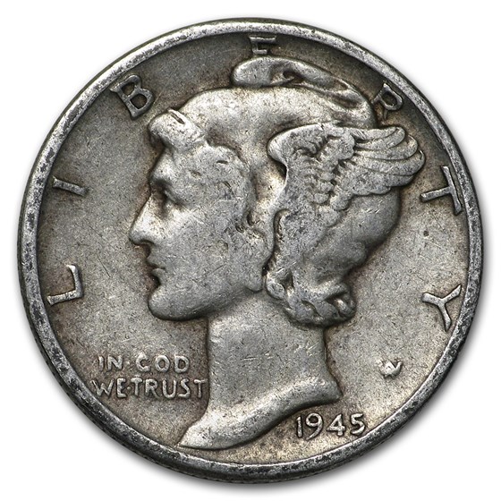 1945 Mercury Dime Good/XF 1945 Mercury Dime Good/XF