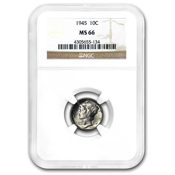 1945 Mercury Dime MS-66 NGC 1945 Mercury Dime MS-66 NGC