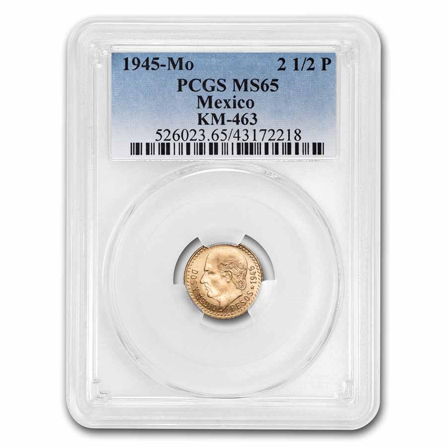 Buy 1945 Mexico Gold 2 1/2 Pesos MS-65 PCGS | APMEX