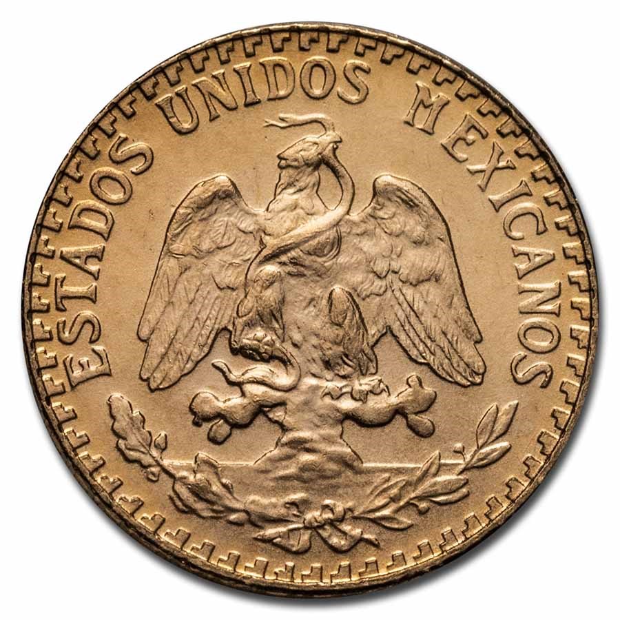 1945 Mexico Gold 2 Pesos BU (New Dies Restrike)