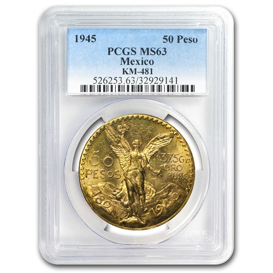 1945 Mexico Gold 50 Pesos MS-63 PCGS 1945 Mexico Gold 50 Pesos MS-63 PCGS
