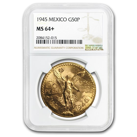 1945 Mexico Gold 50 Pesos MS-64+ NGC 1945 Mexico Gold 50 Pesos MS-64+ NGC