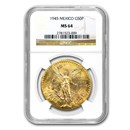 1945 Mexico Gold 50 Pesos MS-64 NGC