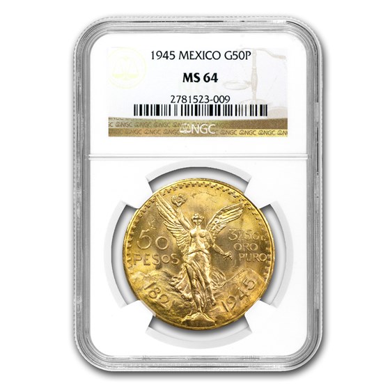 1945 Mexico Gold 50 Pesos MS-64 NGC 1945 Mexico Gold 50 Pesos MS-64 NGC