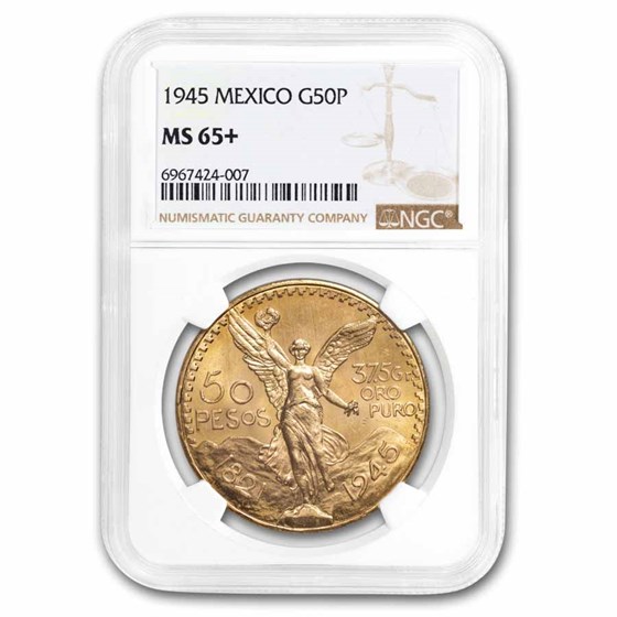 1945 Mexico Gold 50 Pesos MS-65+ NGC 1945 Mexico Gold 50 Pesos MS-65+ NGC