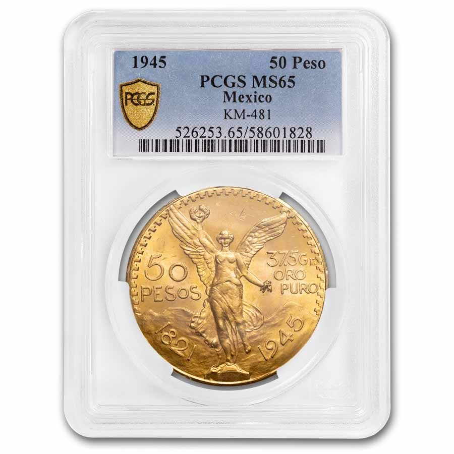 1945 Mexico Gold 50 Pesos MS-65 PCGS