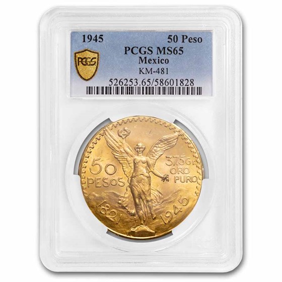 1945 Mexico Gold 50 Pesos MS-65 PCGS 1945 Mexico Gold 50 Pesos MS-65 PCGS