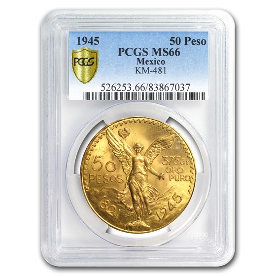1945 Mexico Gold 50 Pesos MS-66 PCGS 1945 Mexico Gold 50 Pesos MS-66 PCGS