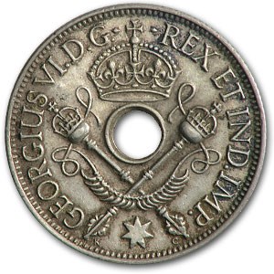 1945 New Guinea Silver Shilling George VI XF 1945 New Guinea Silver Shilling George VI XF