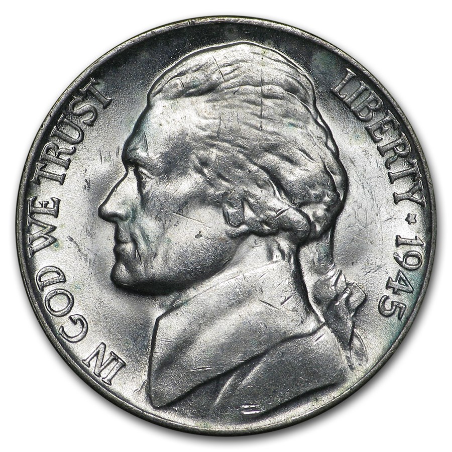 1945-P Silver Wartime Jefferson Nickel BU