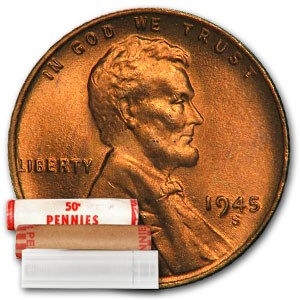 1945-S Lincoln Cent 50-Coin Roll BU 1945-S Lincoln Cent 50-Coin Roll BU