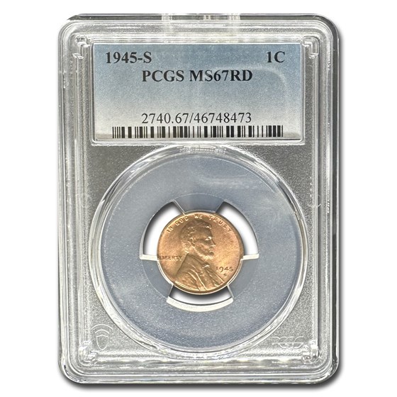 1945-S Lincoln Cent MS-67 PCGS (Red)