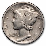 1945-S Mercury Dime 50-Coin Roll Avg Circ (Micro-S)