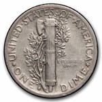 1945-S Mercury Dime 50-Coin Roll Avg Circ (Micro-S)