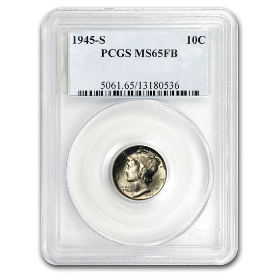 1945-S Mercury Dime MS-65 (FB) PCGS 1945-S Mercury Dime MS-65 (FB) PCGS
