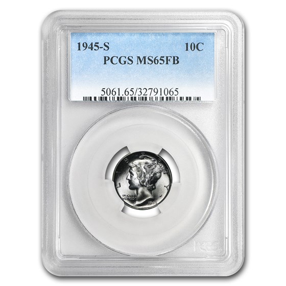 1945-S Mercury Dime MS-65 FB PCGS 1945-S Mercury Dime MS-65 FB PCGS