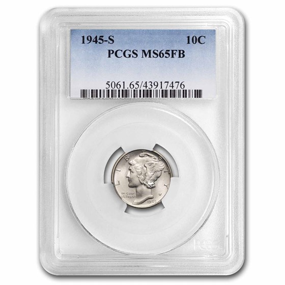 1945-S Mercury Dime MS-65 FB PCGS 1945-S Mercury Dime MS-65 FB PCGS