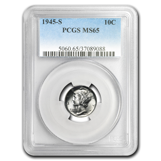 1945-S Mercury Dime MS-65 PCGS 1945-S Mercury Dime MS-65 PCGS