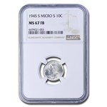 1945-S Mercury Dime MS-67 NGC (FB, Micro S)