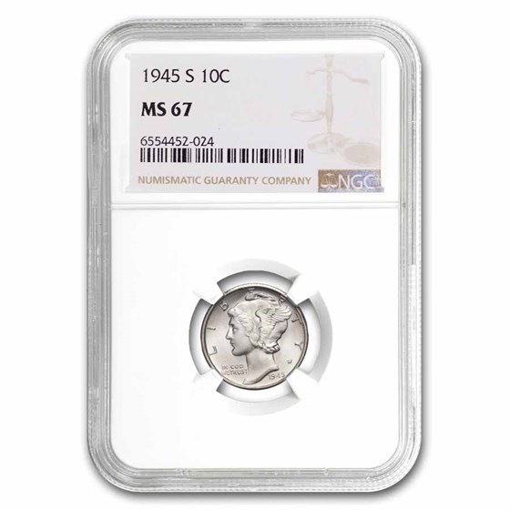 1945-S Mercury Dime MS-67 NGC 1945-S Mercury Dime MS-67 NGC
