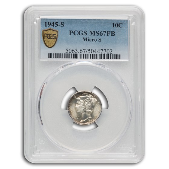1945-S Mercury Dime MS-67 PCGS (FB) 1945-S Mercury Dime MS-67 PCGS (FB)