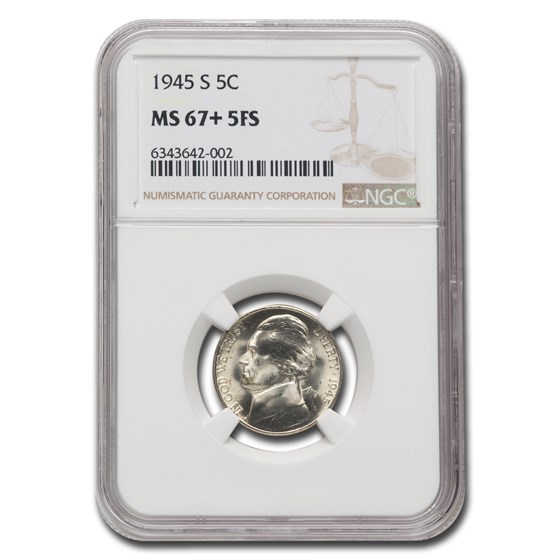 1945-S Silver Jefferson Nickel MS-67+ NGC (FS)