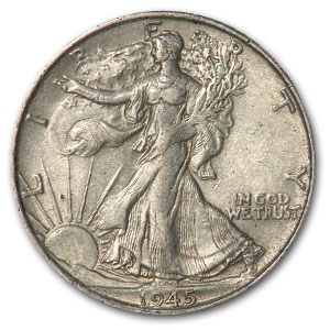 1945-S Walking Liberty Half Dollar AU 1945-S Walking Liberty Half Dollar AU